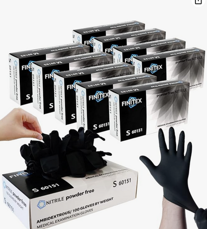 FINITEX - Black Nitrile Disposable Gloves, Exam Gloves, Powder-free, Latex-free