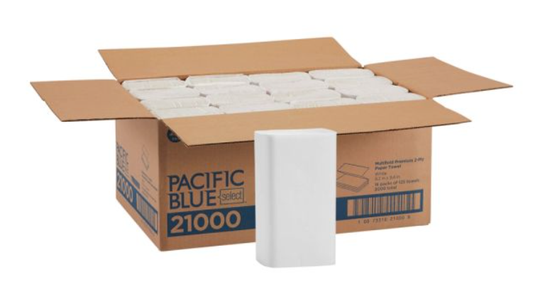 Pacific Blue Select by GP PRO Premium Multi-Fold 2-Ply Paper Towels, 125 Sheets Per Pack, Case Of 16 Packs