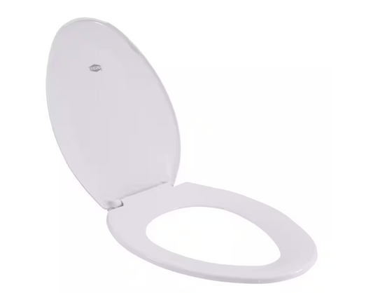 Elongated Plastic Closed Front Toilet Seat with Lid in White